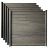 LH EP Complete Kit 6 ft. x 6 ft. Wood Grain Castle Gray WPC Composite Fence Panel w/Bottom Squared Holders Post Kits (5 set)