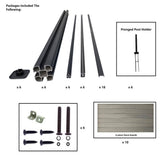 LH EP Complete Kit 6 ft. x 6 ft. Wood Grain Castle Gray WPC Composite Fence Panel w/Pronged Holders & Post Kits (5 set)