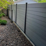 LH EP Complete Kit 6 ft. x 6 ft. Wood Grain Castle Gray WPC Composite Fence Panel w/Pronged Holders & Post Kits (5 set)