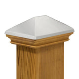 Protectyte Miterless 4 in. x 6 in. Untreated Wood Flat Slip Over Fence Post Cap with Stainless Steel Pyramid