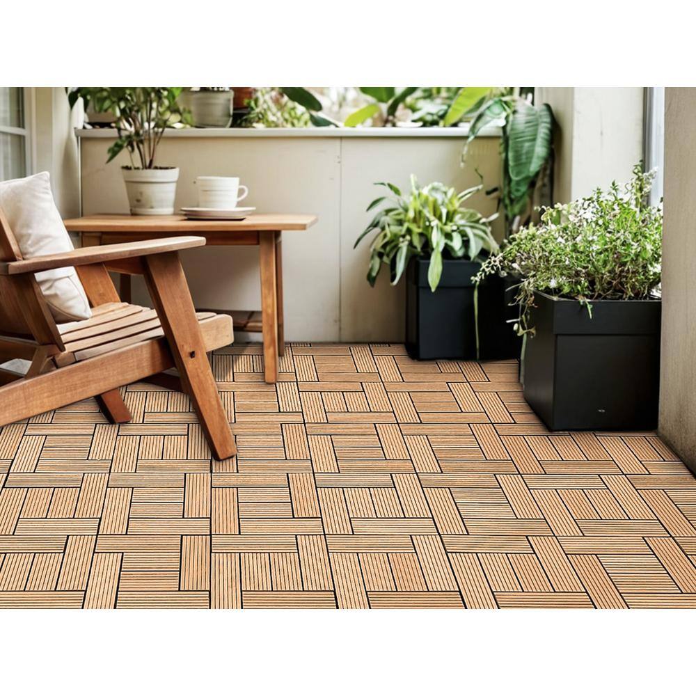 Tidoin Outdoor 1 ft. x 1 ft. Composite Deck Tile in Wood(20 Per Box)