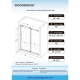 WOODBRIDGE Norwich 56 in. to 60 in. W x 76 in. H Frameless Sliding Shower Door with Shatter Retention Glass, Brushed Nickel