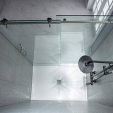 WOODBRIDGE Norwich 56 in. to 60 in. W x 76 in. H Frameless Sliding Shower Door with Shatter Retention Glass, Brushed Nickel