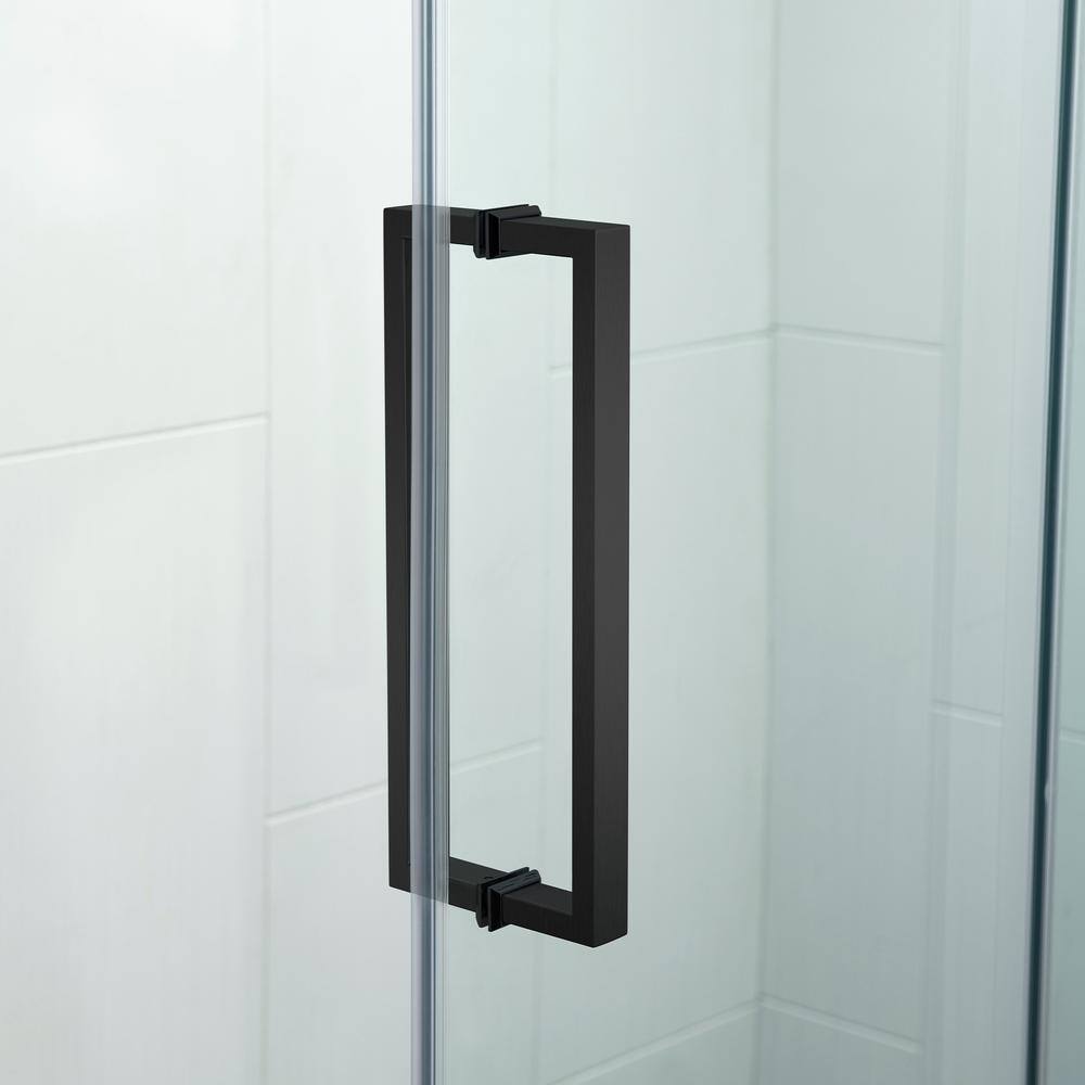 WOODBRIDGE 60 in. W x 76 in. H Frameless Single Sliding Shower Door in Matte Black with 5/16 in. (8 mm) Clear Glass