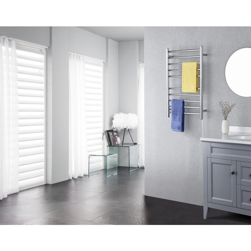 ANZZI Bali Series 10-Bar Stainless Steel Wall Mounted Electric Towel Warmer, Polished Chrome, 20 x 31.5 in