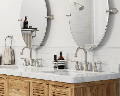 Moen Banbury 8 in. Widespread 2‑Handle High‑Arc Bathroom Faucet, Spot Resist Brushed Nickel (2‑Pack Combo)