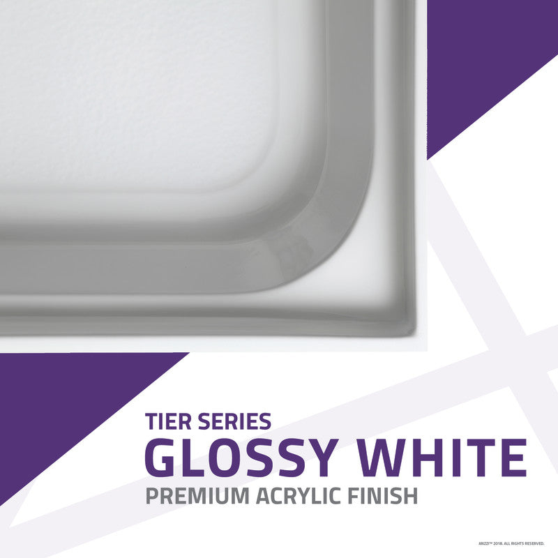 ANZZI Tier 36 in. x 60 in. Single Threshold Shower Base in Gloss White