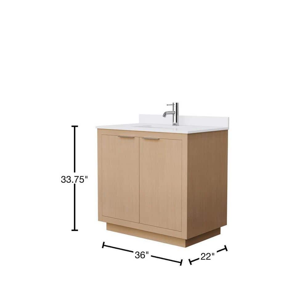 Wyndham Collection Maroni 36" Bathroom Vanity with Cultured Marble Top in Light Straw