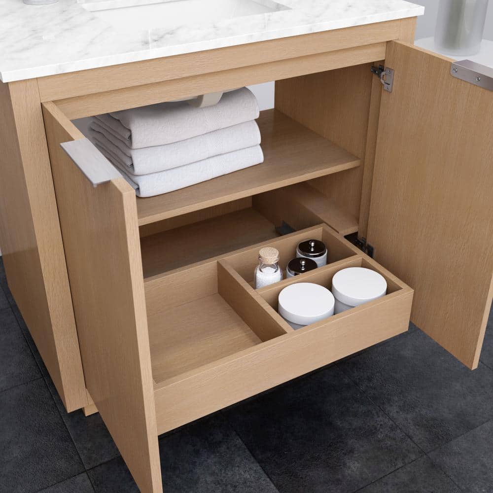 Wyndham Collection Maroni 36" Bathroom Vanity with Cultured Marble Top in Light Straw