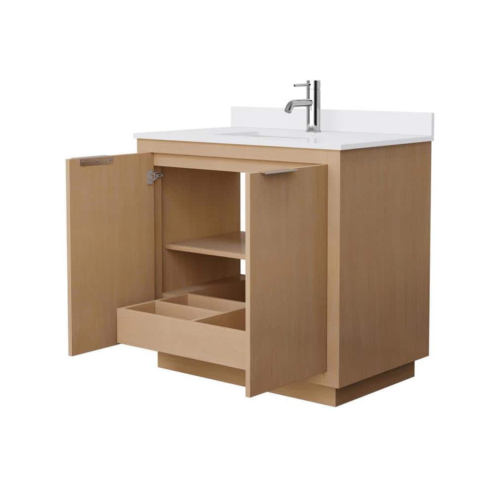 Wyndham Collection Maroni 36" Bathroom Vanity with Cultured Marble Top in Light Straw