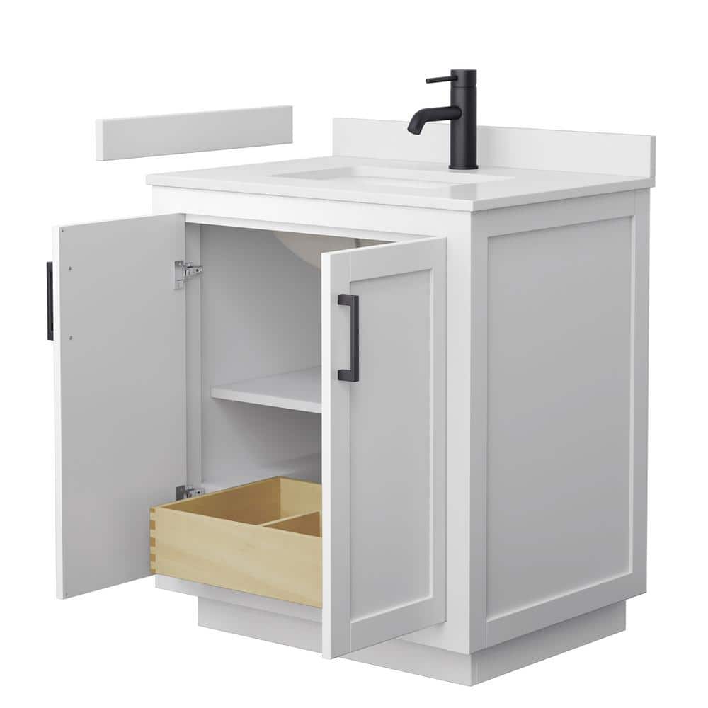Wyndham Collection Miranda 30" Single Bath Vanity in White with Cultured Marble Top