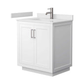 Wyndham Collection Miranda 30" White Bathroom Vanity with Cultured Marble Top