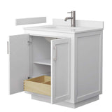 Wyndham Collection Miranda 30" White Bathroom Vanity with Cultured Marble Top