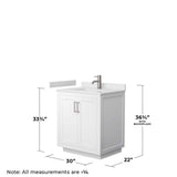 Wyndham Collection Miranda 30" White Bathroom Vanity with Cultured Marble Top