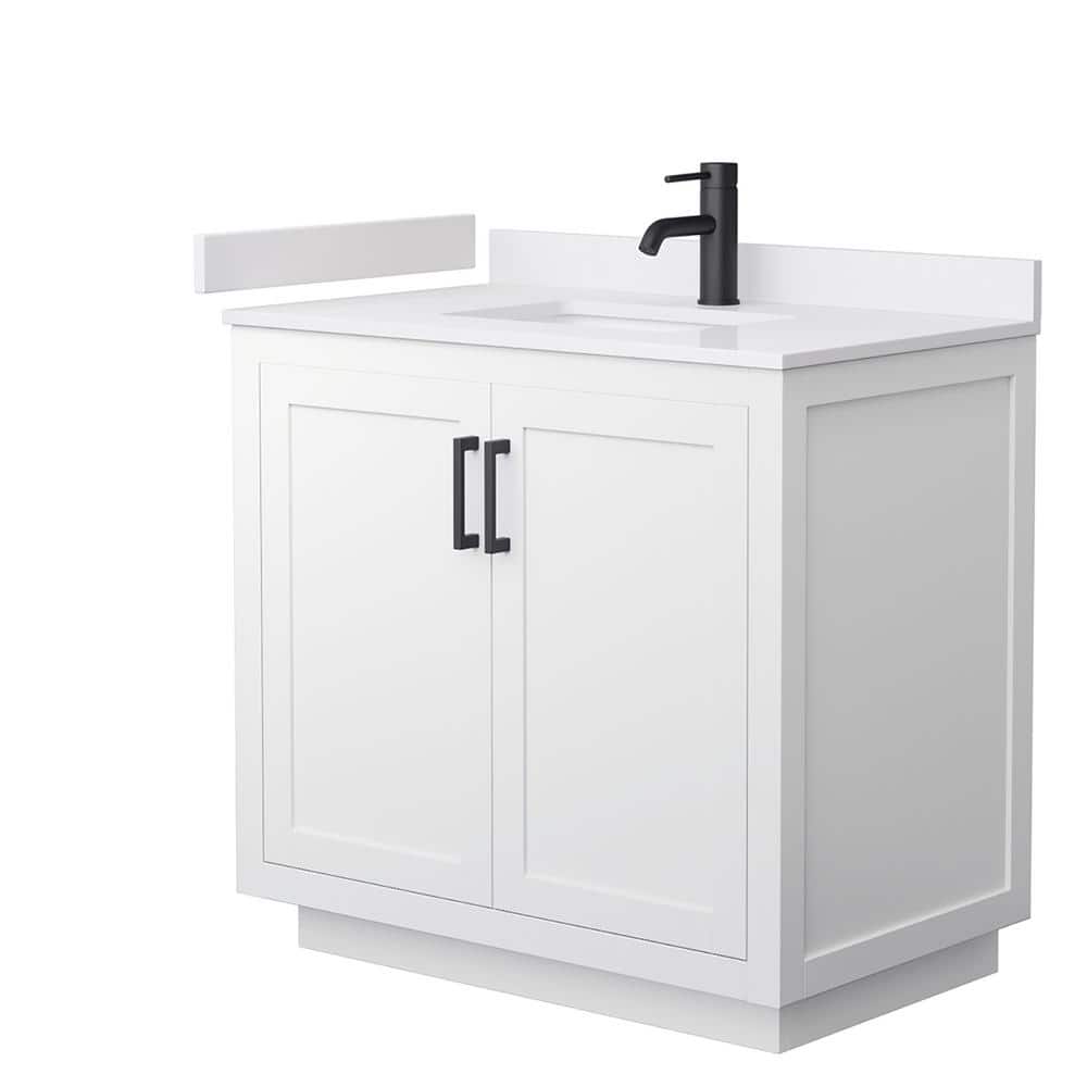 Wyndham Collection Miranda 36" Single Sink Bathroom Vanity with White Cultured Marble Top