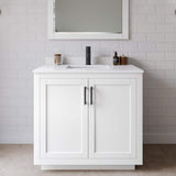Wyndham Collection Miranda 36" Single Sink Bathroom Vanity with White Cultured Marble Top