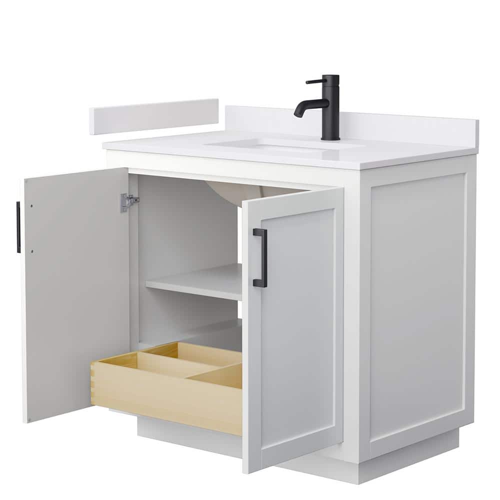 Wyndham Collection Miranda 36" Single Sink Bathroom Vanity with White Cultured Marble Top