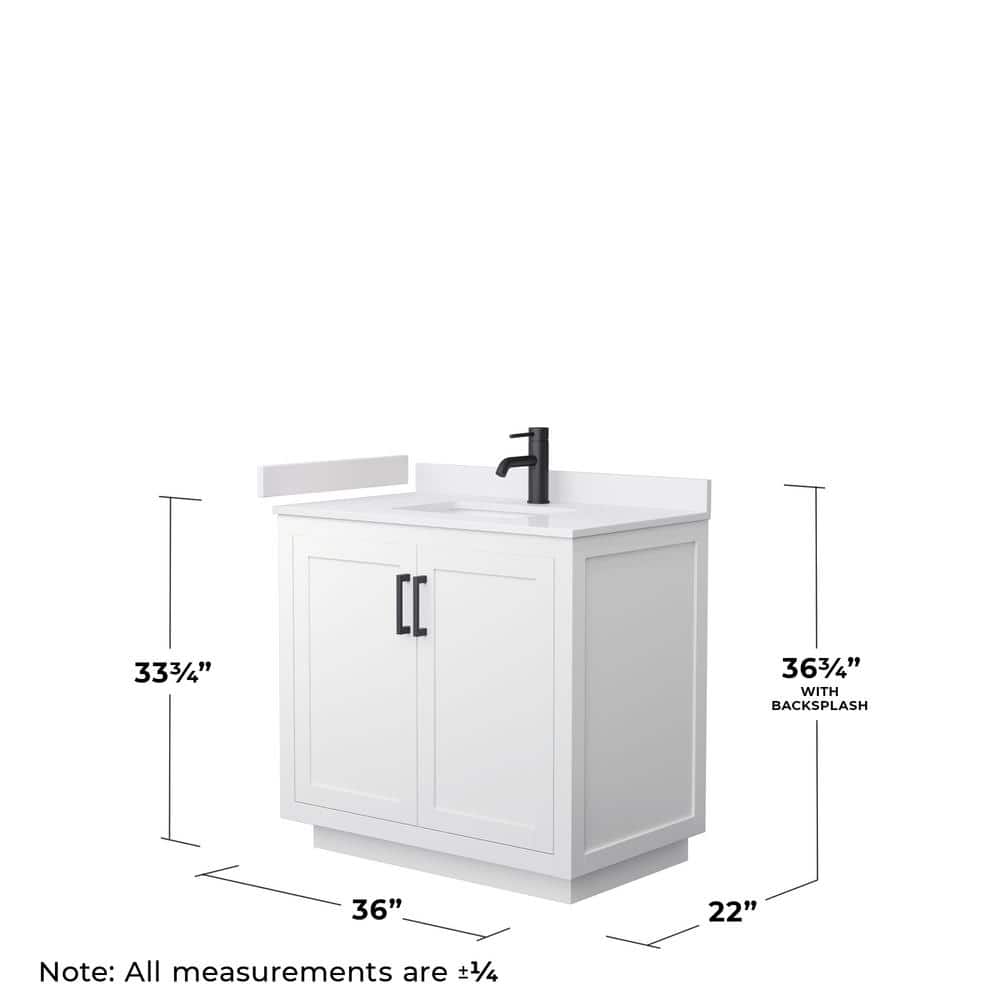 Wyndham Collection Miranda 36" Single Sink Bathroom Vanity with White Cultured Marble Top