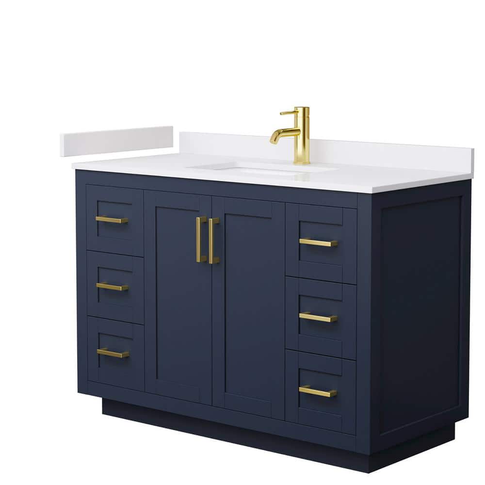 Wyndham Collection Miranda 48" Dark Blue Single Sink Vanity with Cultured Marble Top