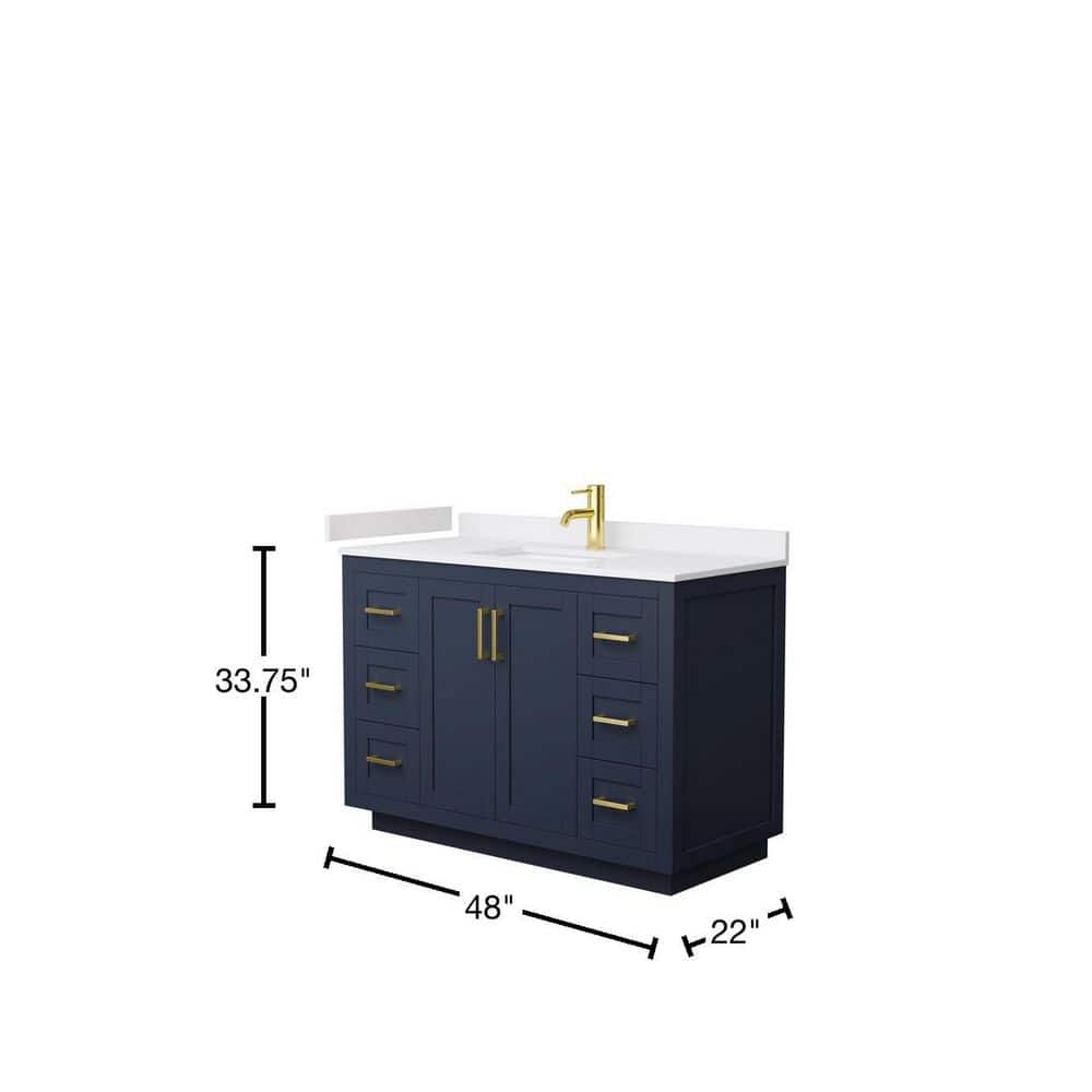 Wyndham Collection Miranda 48" Dark Blue Single Sink Vanity with Cultured Marble Top