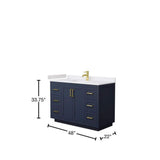 Wyndham Collection Miranda 48" Dark Blue Single Sink Vanity with Cultured Marble Top