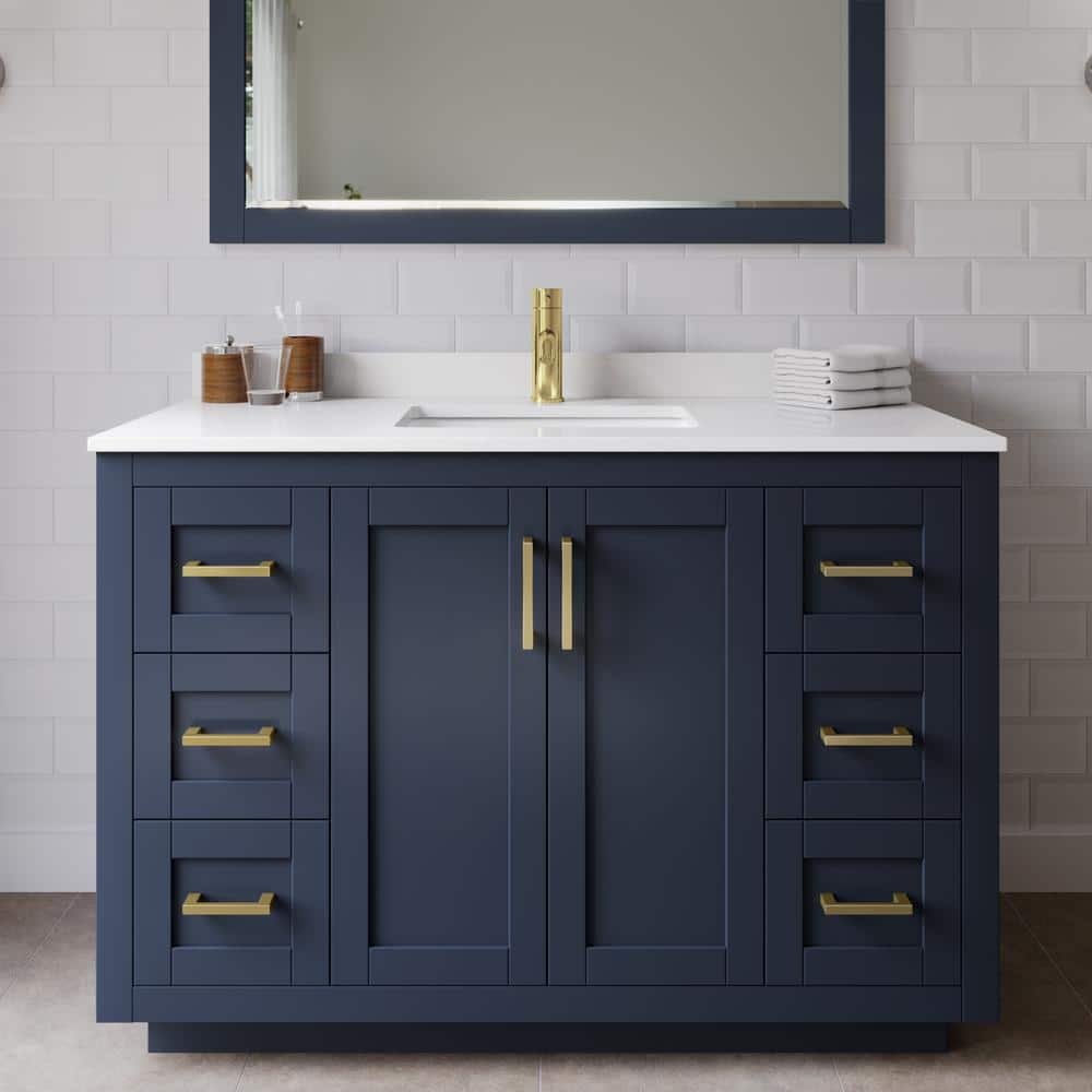 Wyndham Collection Miranda 48" Dark Blue Single Sink Vanity with Cultured Marble Top