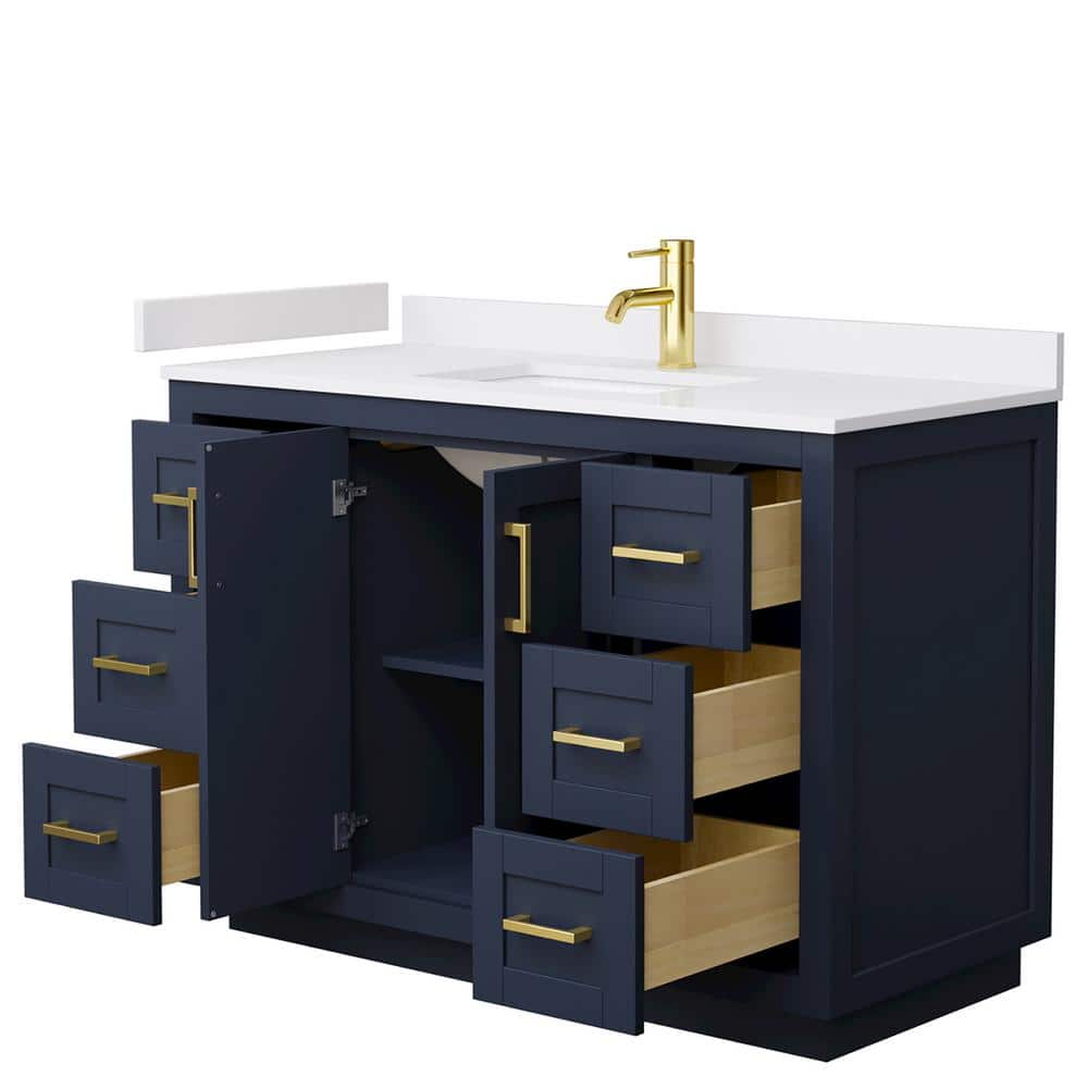 Wyndham Collection Miranda 48" Dark Blue Single Sink Vanity with Cultured Marble Top