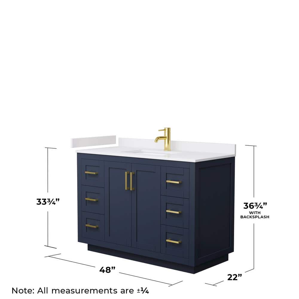 Wyndham Collection Miranda 48" Dark Blue Single Sink Vanity with Cultured Marble Top