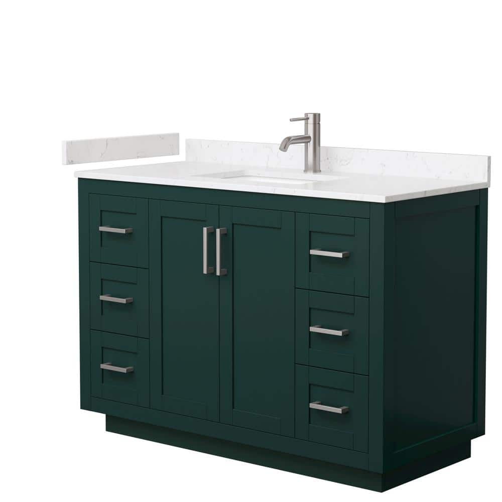 Wyndham Collection Miranda 48" Green Bathroom Vanity with Carrara Marble Top