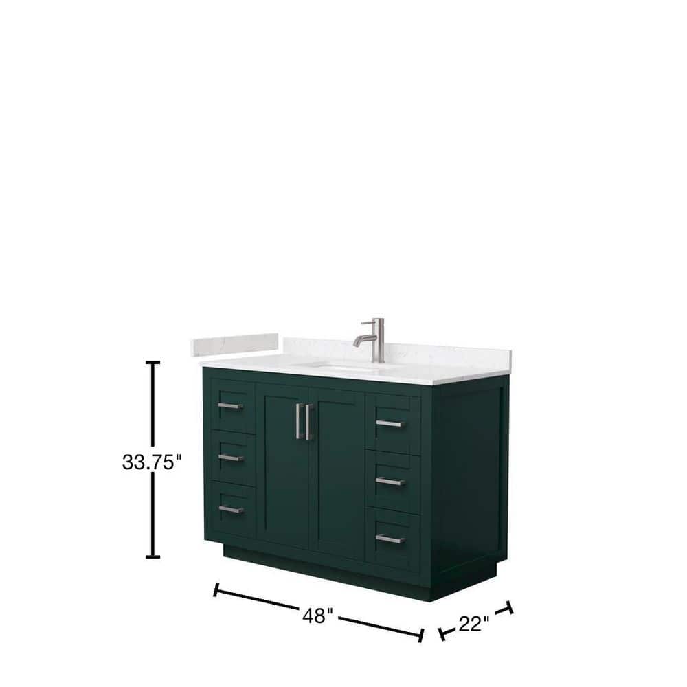 Wyndham Collection Miranda 48" Green Bathroom Vanity with Carrara Marble Top
