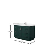 Wyndham Collection Miranda 48" Green Bathroom Vanity with Carrara Marble Top