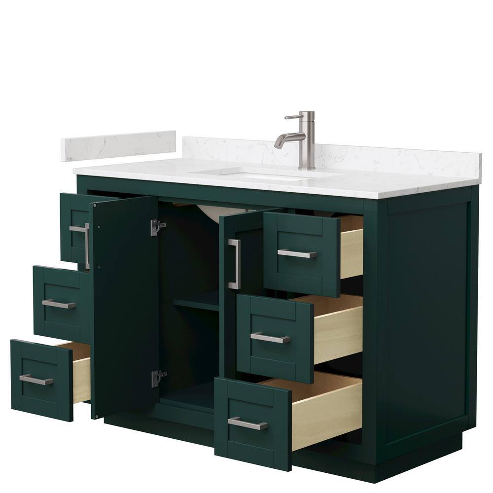 Wyndham Collection Miranda 48" Green Bathroom Vanity with Carrara Marble Top