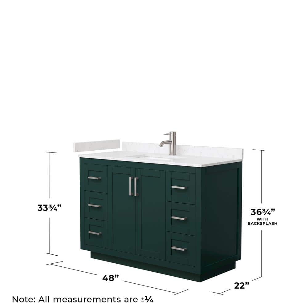 Wyndham Collection Miranda 48" Green Bathroom Vanity with Carrara Marble Top