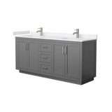 Wyndham Collection Miranda 72" Double Bath Vanity in Dark Gray with Cultured Marble Top and White Basins