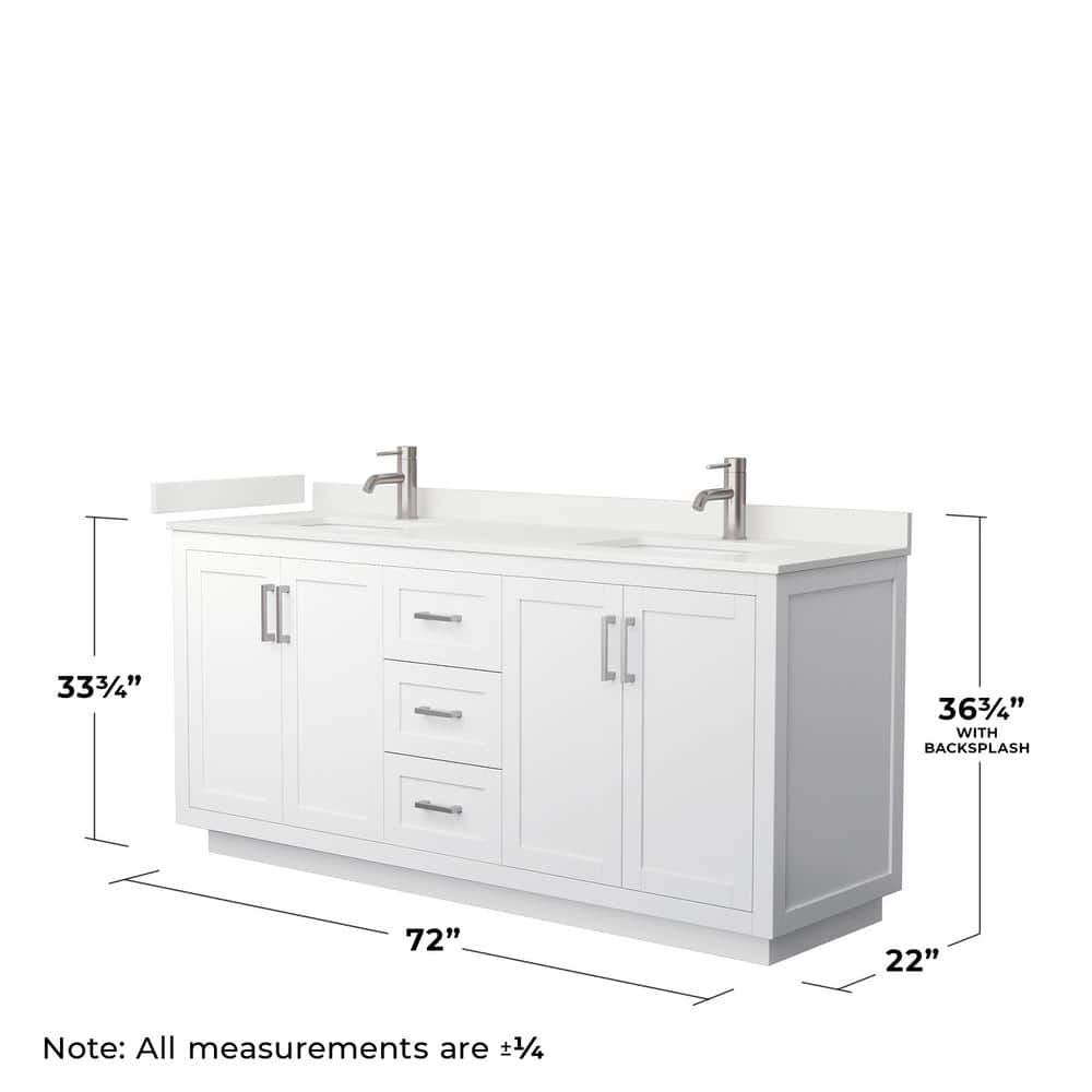Wyndham Collection Miranda 72" Double Bath Vanity with White Quartz Top