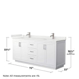 Wyndham Collection Miranda 72" Double Bath Vanity with White Quartz Top