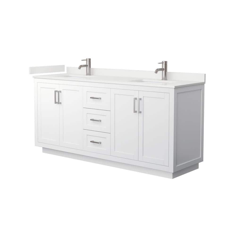 Wyndham Collection Miranda 72" Double Bath Vanity with White Quartz Top