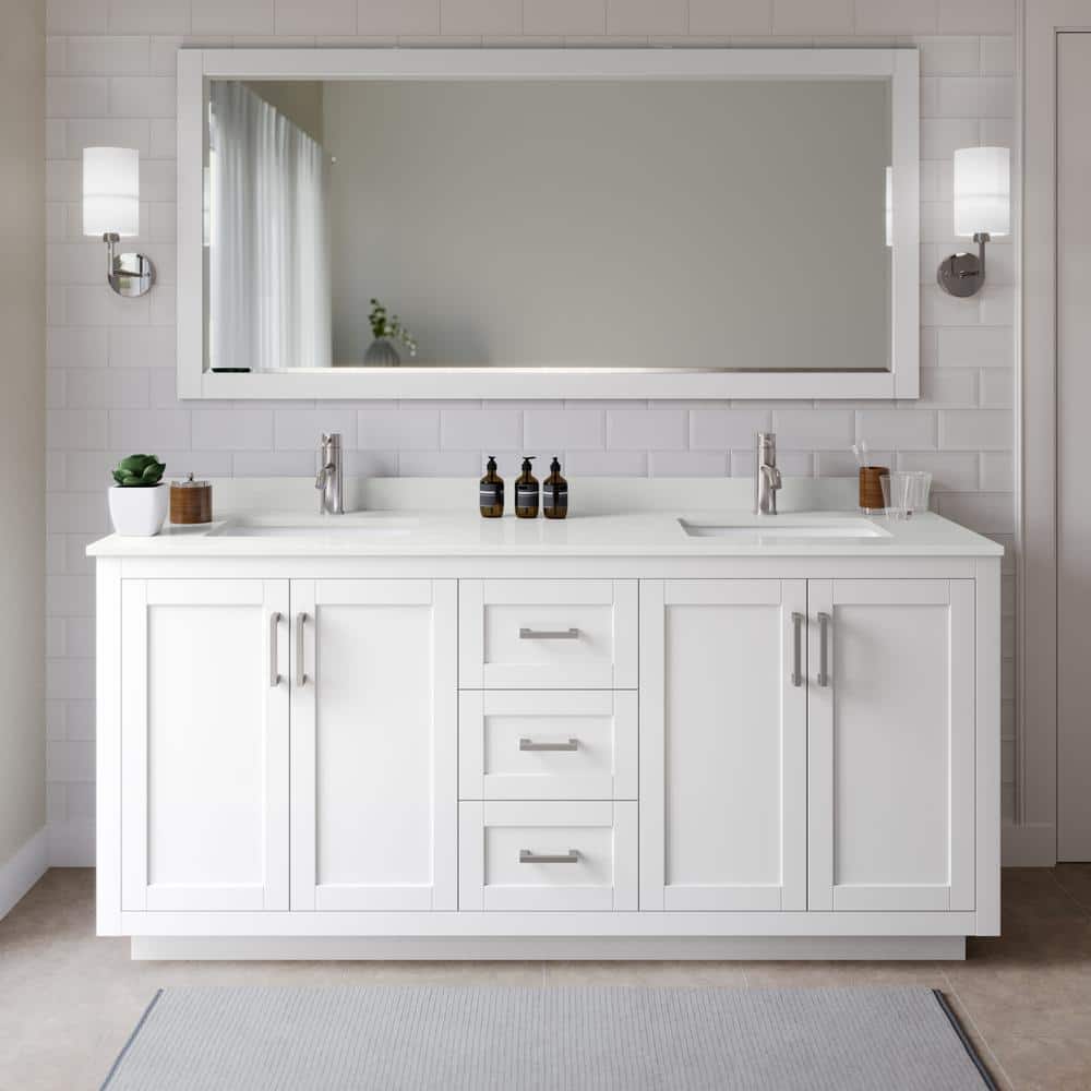Wyndham Collection Miranda 72" Double Bath Vanity with White Quartz Top
