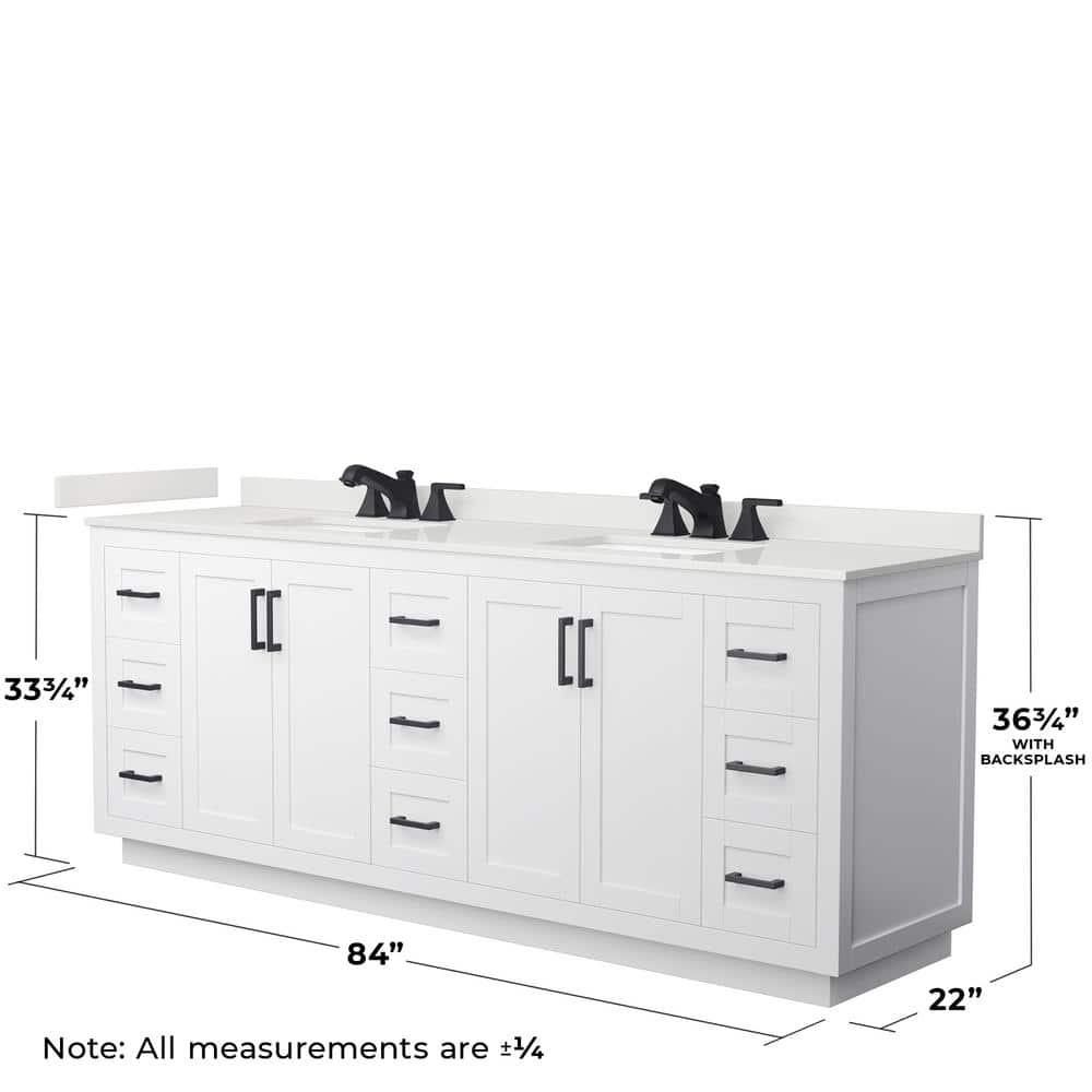 Wyndham Collection Miranda 84" Double Bath Vanity with White Quartz Top