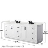 Wyndham Collection Miranda 84" Double Bath Vanity with White Quartz Top