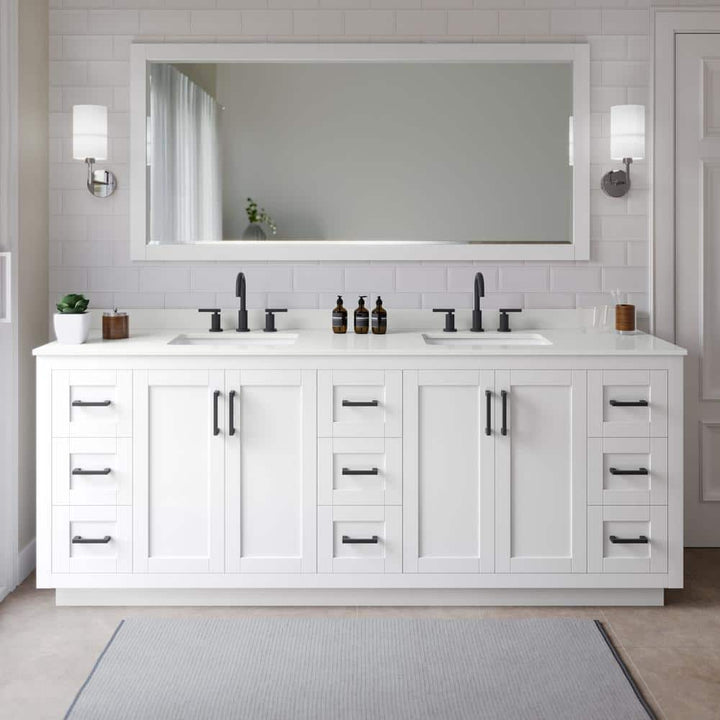 Wyndham Collection Miranda 84" Double Bath Vanity with White Quartz Top