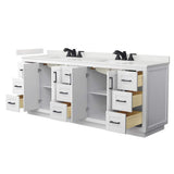 Wyndham Collection Miranda 84" Double Bath Vanity with White Quartz Top