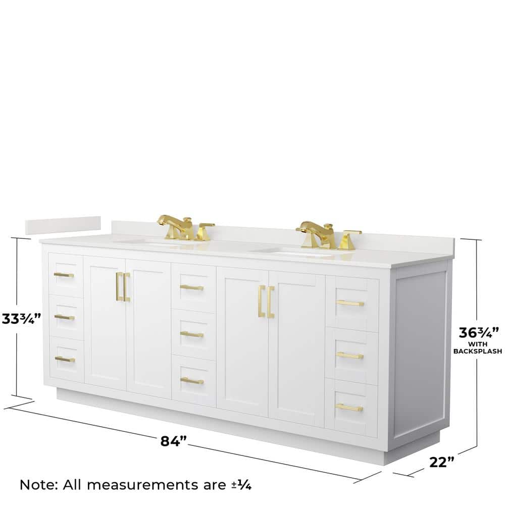 Wyndham Collection Miranda 84" Double Bath Vanity with White Quartz Top