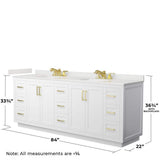 Wyndham Collection Miranda 84" Double Bath Vanity with White Quartz Top