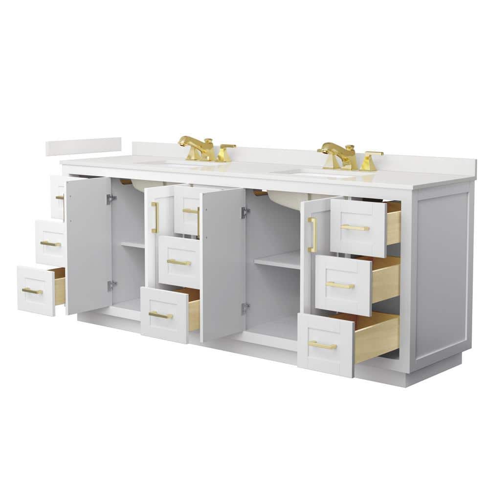 Wyndham Collection Miranda 84" Double Bath Vanity with White Quartz Top