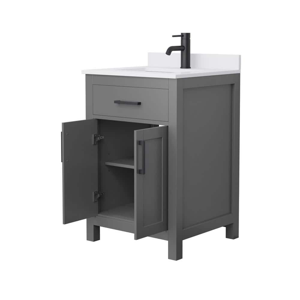 Wyndham Collection Beckett 24" Bathroom Vanity in Dark Gray with Cultured Marble Top