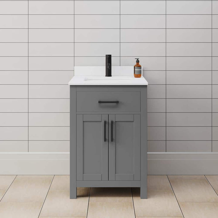 Wyndham Collection Beckett 24" Bathroom Vanity in Dark Gray with Cultured Marble Top