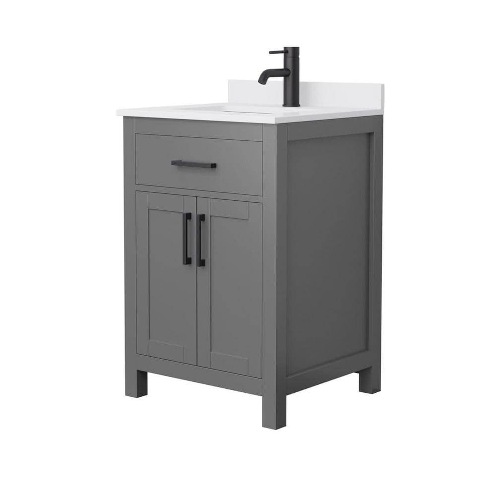 Wyndham Collection Beckett 24" Bathroom Vanity in Dark Gray with Cultured Marble Top