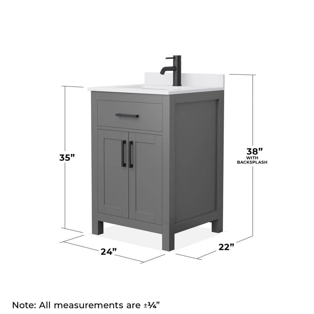 Wyndham Collection Beckett 24" Bathroom Vanity in Dark Gray with Cultured Marble Top