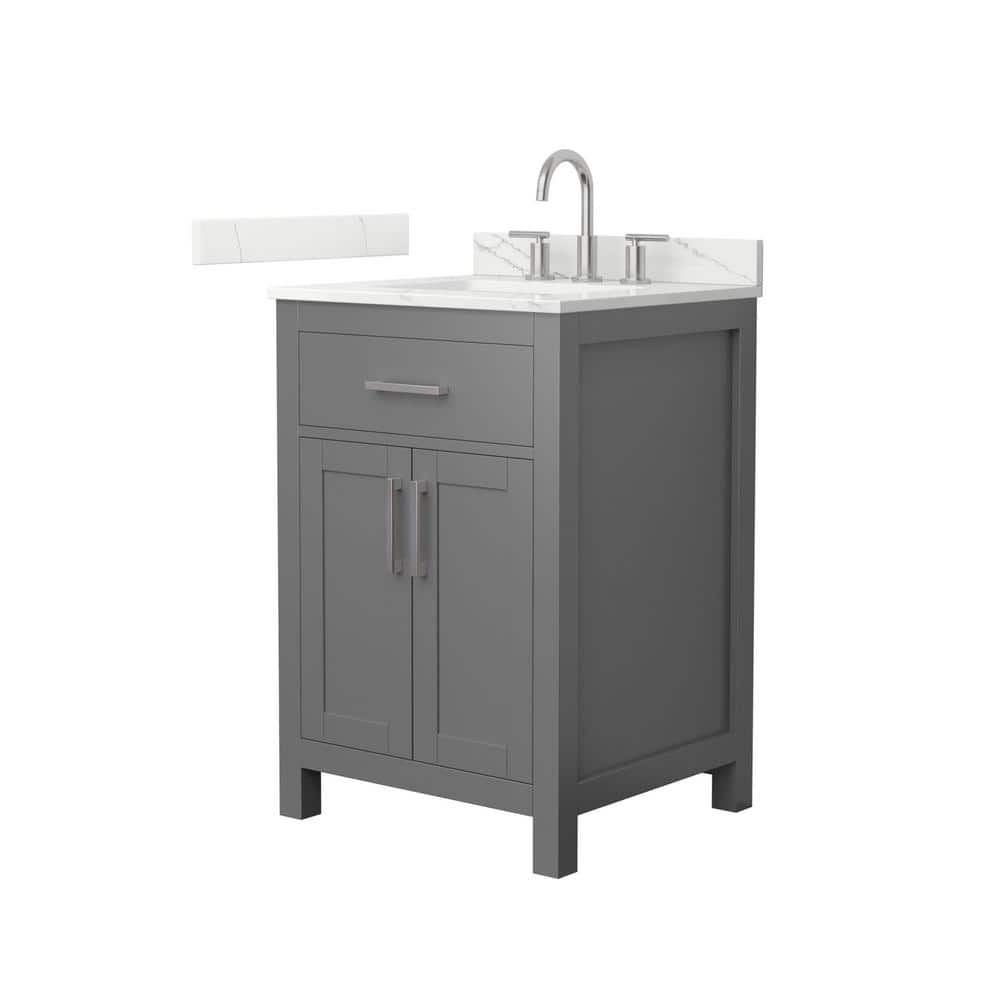 Wyndham Collection Beckett 24" Freestanding Dark Gray Bath Vanity with Giotto Quartz Top